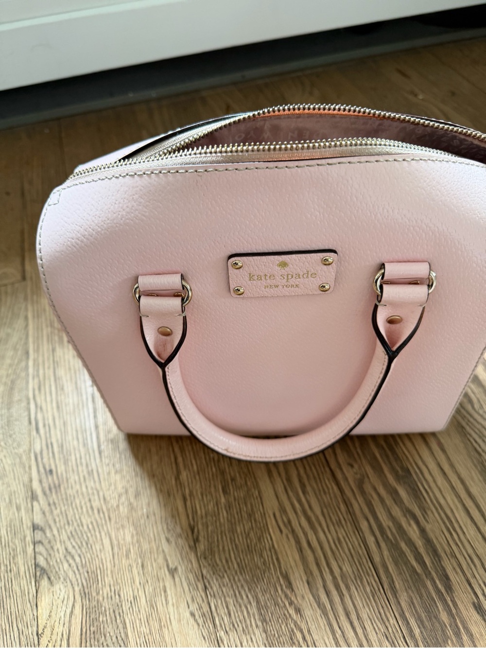 kate spade Pale Blush Leather Dome Satchel w/ Gold Hardware and crossbody strap